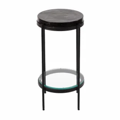 Bout de canapé plateau en verre gris Lise