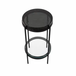 Bout de canapé plateau en verre gris Lise