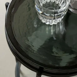 Bout de canapé plateau en verre gris Lise