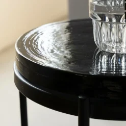 Bout de canapé plateau en verre gris Lise