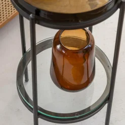 Bout de canapé plateau en verre fumé Lise