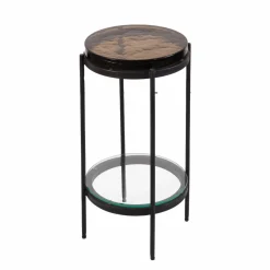 Bout de canapé plateau en verre fumé Lise