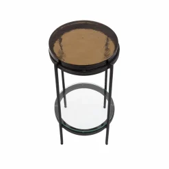 Bout de canapé plateau en verre fumé Lise