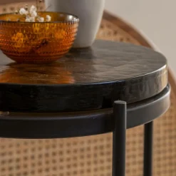 Bout de canapé plateau en verre fumé Lise