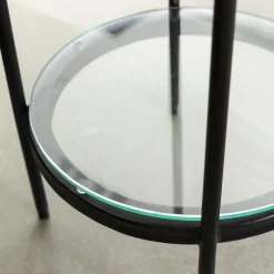 Bout de canapé plateau en verre rouge Lise