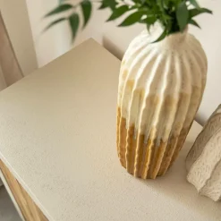 Buffet 2 portes avec étagères en bois effet béton et bois recyclé Dalva