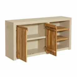 Buffet 2 portes avec étagères en bois effet béton et bois recyclé Dalva