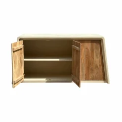 Buffet 3 portes en bois d'acacia et bois effet béton Dalva