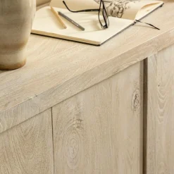 Buffet 4 portes en bois de manguier blanchi Alison