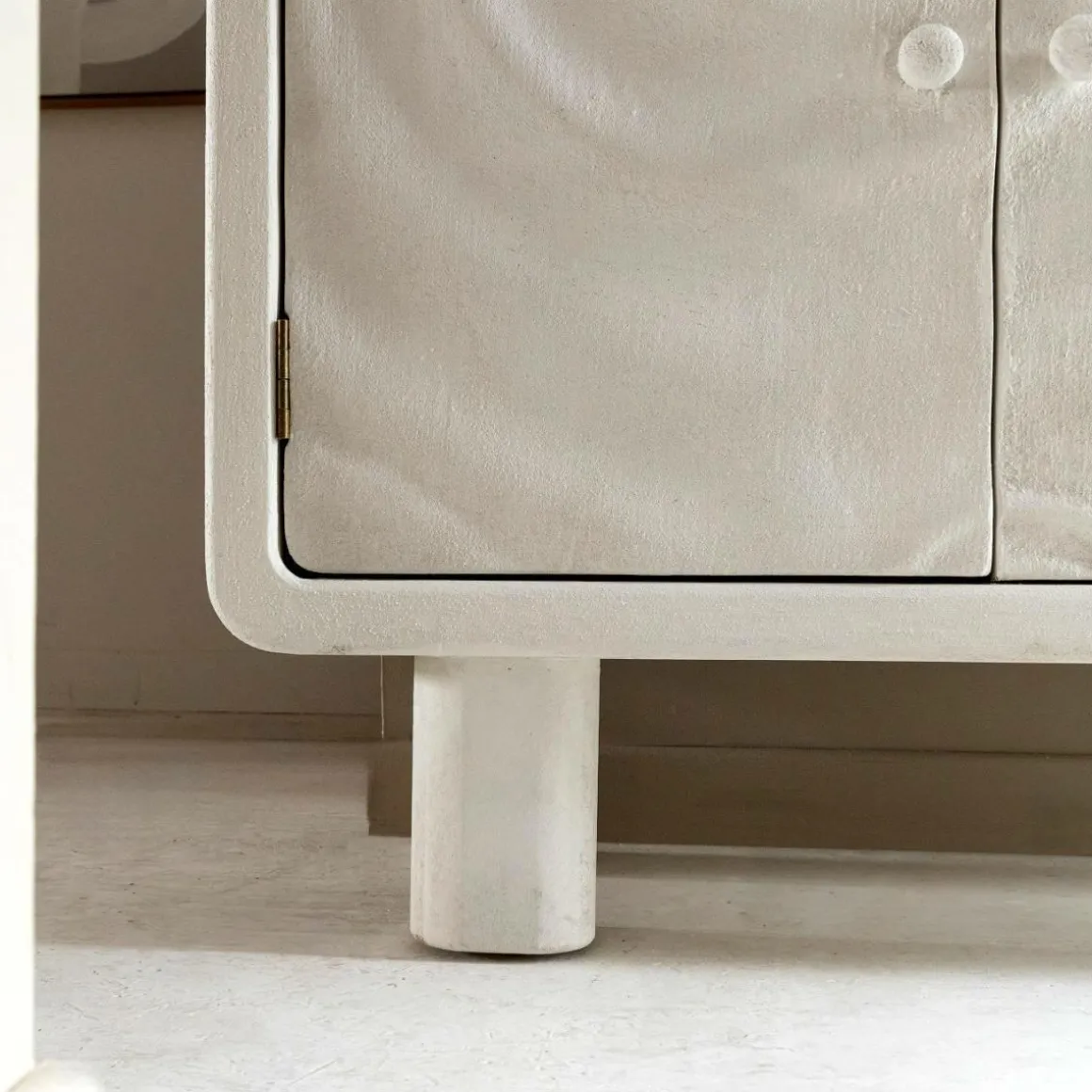 Buffet 3 portes en bois effet béton blanc Danaé