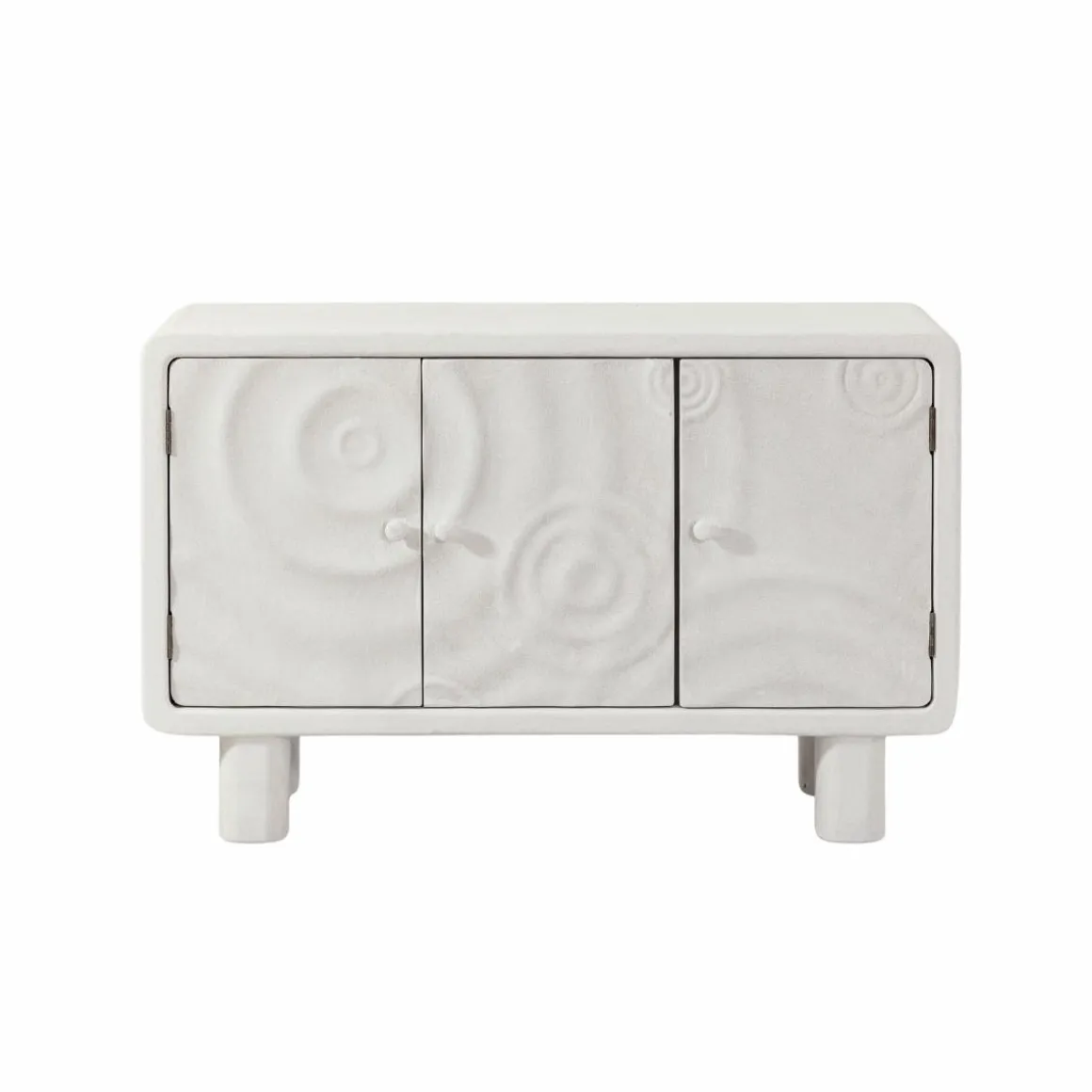 Buffet 3 portes en bois effet béton blanc Danaé