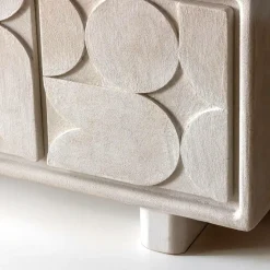 Buffet 3 portes en bois effet béton blanc Danaé