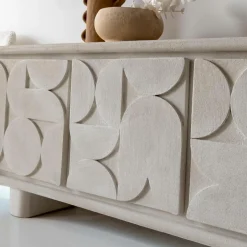 Buffet 3 portes en bois effet béton blanc Danaé