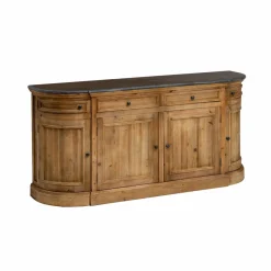 Buffet arrondi en vieux pin et pierre bleue Garance