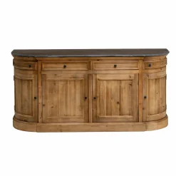 Buffet arrondi en vieux pin et pierre bleue Garance