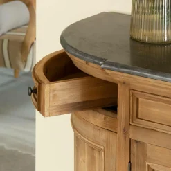 Buffet arrondi en vieux pin et pierre bleue Garance