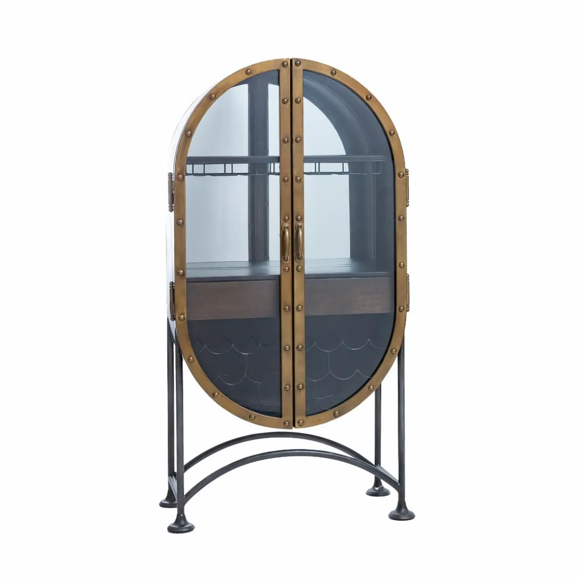 Buffet bar en métal noir et doré Janelle