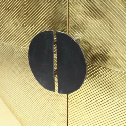 Buffet carré en bois de manguier et feuille de laiton Gisèle