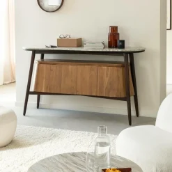 Buffet en bois d'acacia et marbre Simon