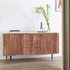 Buffet en bois d'acacia et marbre blanc Judith