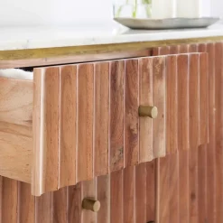 Buffet en bois d'acacia et marbre blanc Judith