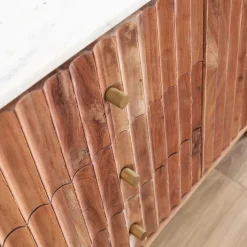 Buffet en bois d'acacia et marbre blanc Judith