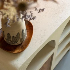 Buffet en bois d'acacia et bois effet béton Dalva