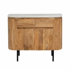 Buffet en bois d'acacia et en marbre blanc Rick