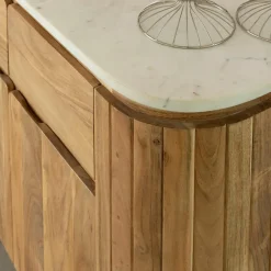 Buffet en bois d'acacia et en marbre blanc Rick