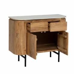 Buffet en bois d'acacia et en marbre blanc Rick
