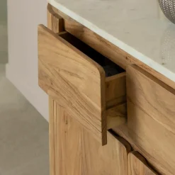 Buffet en bois d'acacia et en marbre blanc Rick
