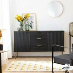 Buffet en bois de manguier et métal doré Ange