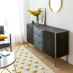 Buffet en bois de manguier et métal doré Ange