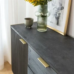 Buffet en bois de manguier et métal doré Ange