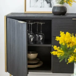 Buffet en bois de manguier et métal doré Ange