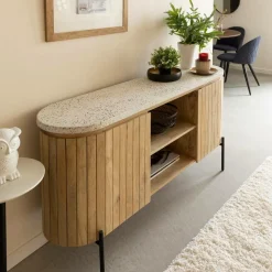 Buffet en bois de manguier et terrazzo Lou