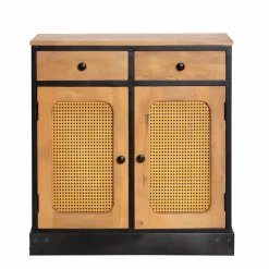 Buffet en bois de manguier et cannage Ezra