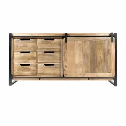 Buffet en bois de manguier avec porte coulissante New-York