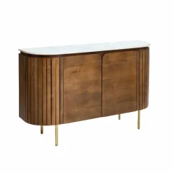Buffet en bois de manguier et marbre Sienne