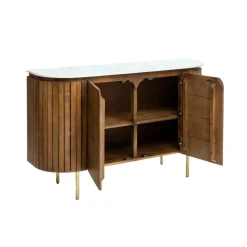 Buffet en bois de manguier et marbre Sienne
