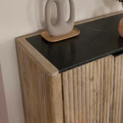 Buffet en bois de manguier et marbre noir Riley