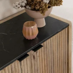 Buffet en bois de manguier et marbre noir Riley