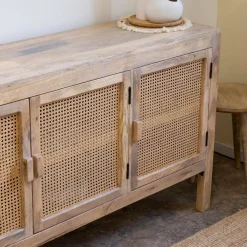Buffet en bois de manguier et cannage Julietta