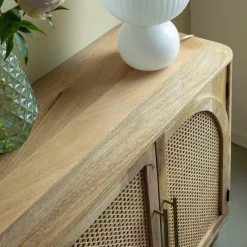 Buffet en bois de manguier et cannage Thora