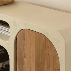 Buffet en bois effet béton et bois d'acacia Dalva