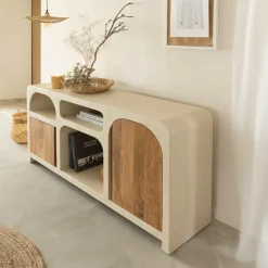 Buffet en bois effet béton et bois d'acacia Dalva