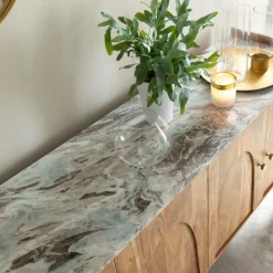 Buffet en marbre et bois d'acacia Calix