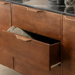 Buffet en marbre noir et bois de manguier Roch