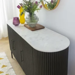 Buffet en métal et marbre blanc Mona