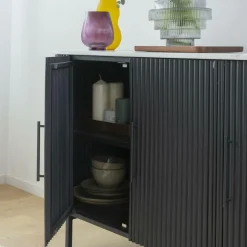 Buffet en métal et marbre blanc Mona